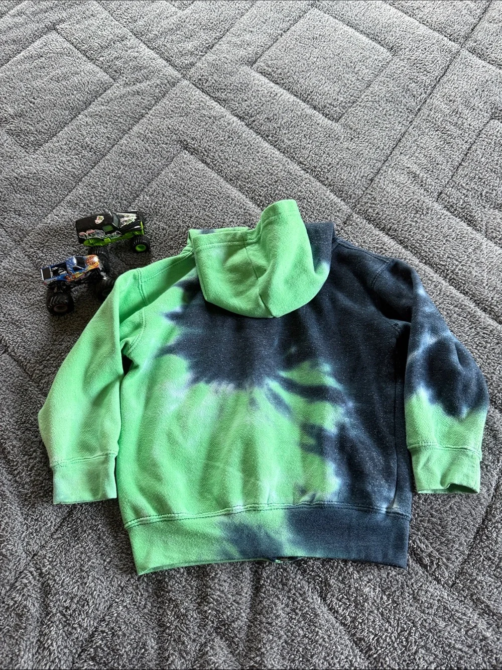 Green & Navy Tie-Dye Zip Hoodie for Kids